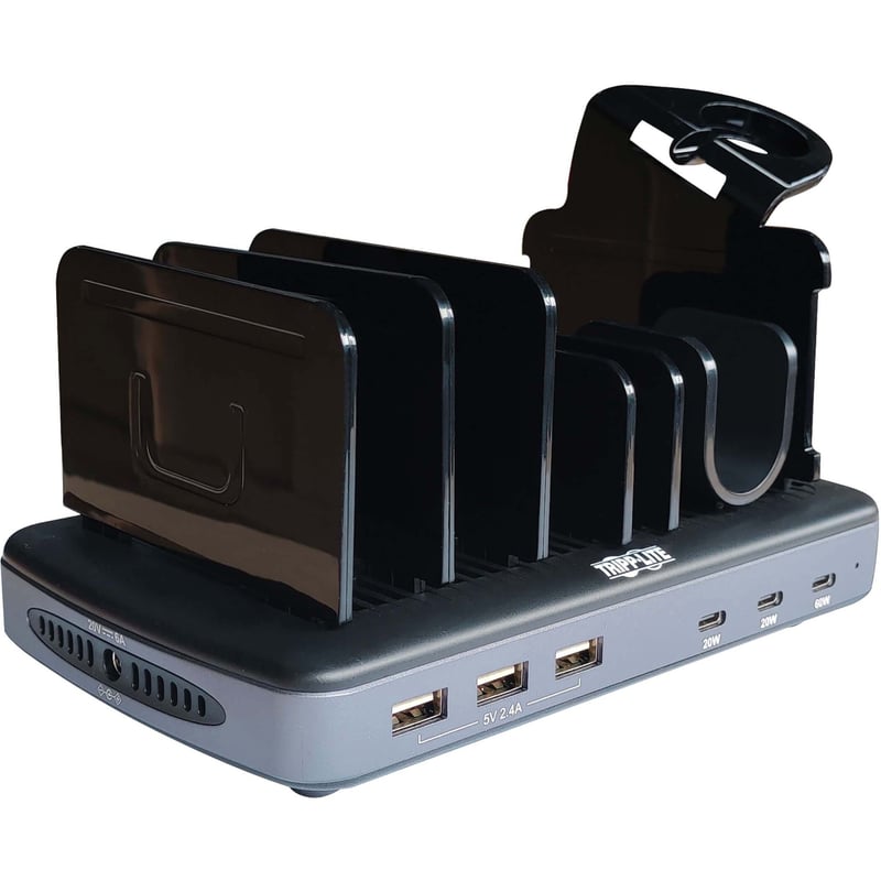 Tripp Lite by Eaton 6-Port USB Charging Station - 60W USB-C, 2x 20W USB-C, 3x USB-A, PD Charging, Device and Apple Watch Storage - Thumbnail 1