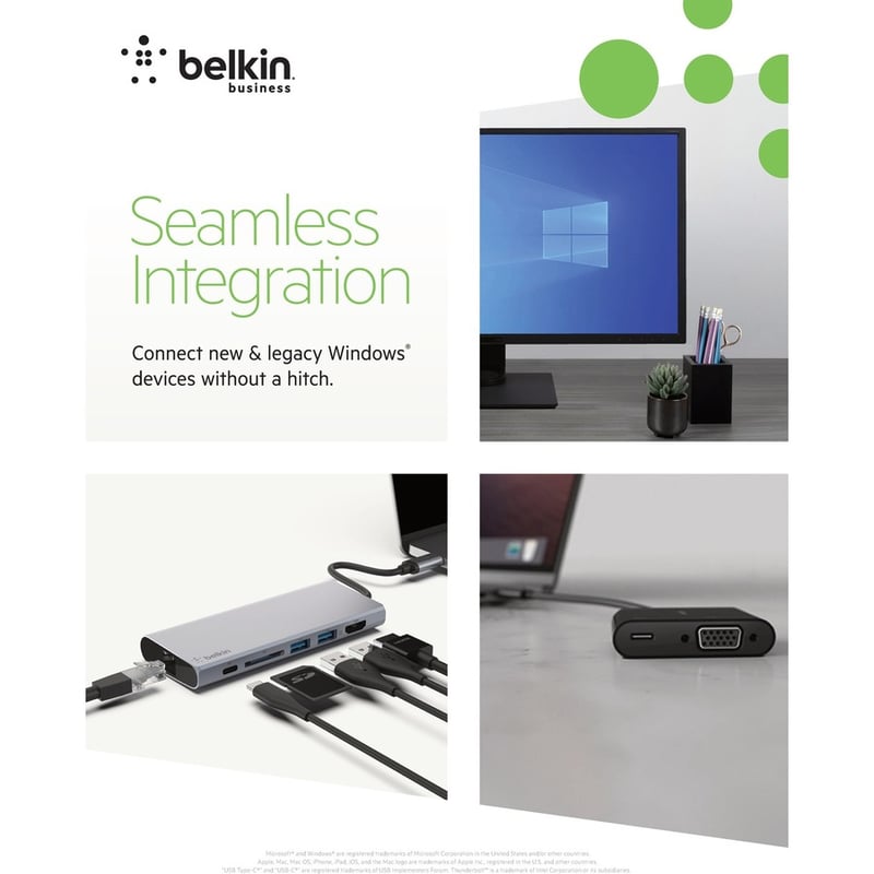 Belkin USB 3.0 to Gigabit Ethernet GbE Network Adapter 10/100/1000 - Thumbnail 2