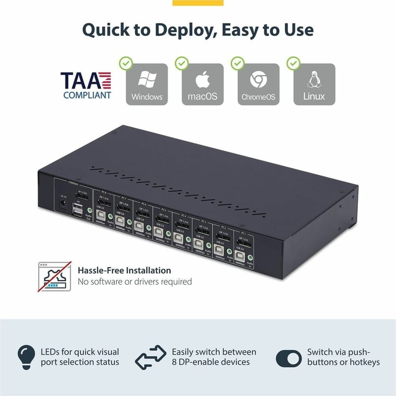 8-PORT RACK MOUNT KVM SWITCH - DISPLAYPORT 1.2 KVM 4K 60HZ - Thumbnail 3
