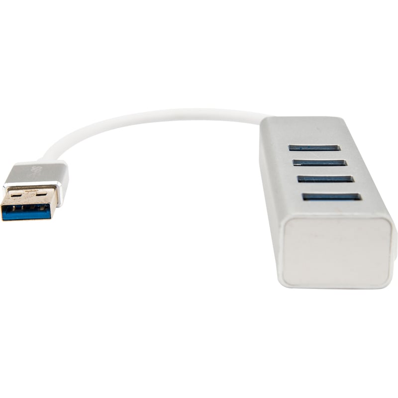 Rocstor Premium Portable 4 Port SuperSpeed Mini USB 3.0 Hub - Aluminum Silver - USB - External - 4 USB Ports Female - 4 USB 3.0 Ports - PC, Mac - 6 in Mini Hub with Built-in SuperSpeed Cable 5Gbps - Thumbnail 4