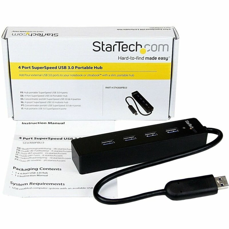 StarTech.com 4 Port Portable SuperSpeed USB 3.0 Hub with Built-in Cable - 5Gbps - Thumbnail 4