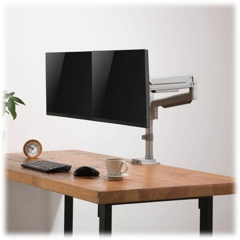 Tripp Lite by Eaton Dual-Display Flex-Arm Mount for 13" to 34" Monitors - Clamp or Grommet, USB, Audio Ports - Thumbnail 2