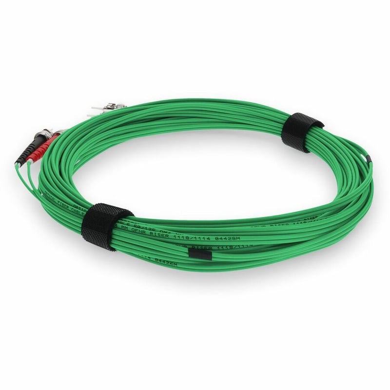 AddOn 2m ST to ST Green OM4 Duplex OFNR (Riser-Rated) Fiber Patch Cable - Thumbnail 3