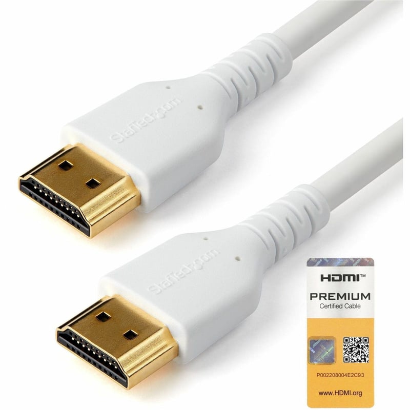 StarTech.com 1m Premium Certified HDMI 2.0 Cable with Ethernet - 3ft High Speed UHD 4K 60Hz HDR Durable Rugged Ultra HD HDMI Monitor Cord - Thumbnail 1