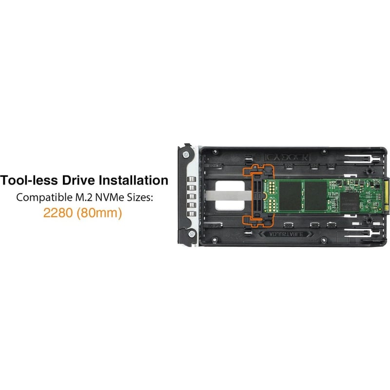 Icy Dock MB833M2K-B Drive Enclosure for 3.5" M.2, PCI Express NVMe - Mini-SAS HD Host Interface Internal - Black