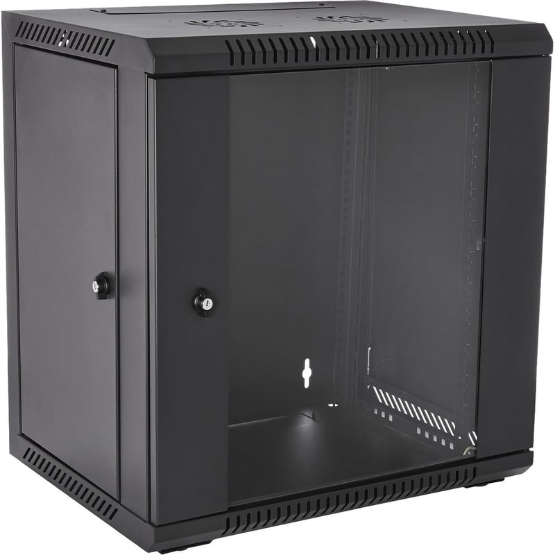 V7 12U Rack Wall Mount Glass Door Enclosure - Thumbnail 1