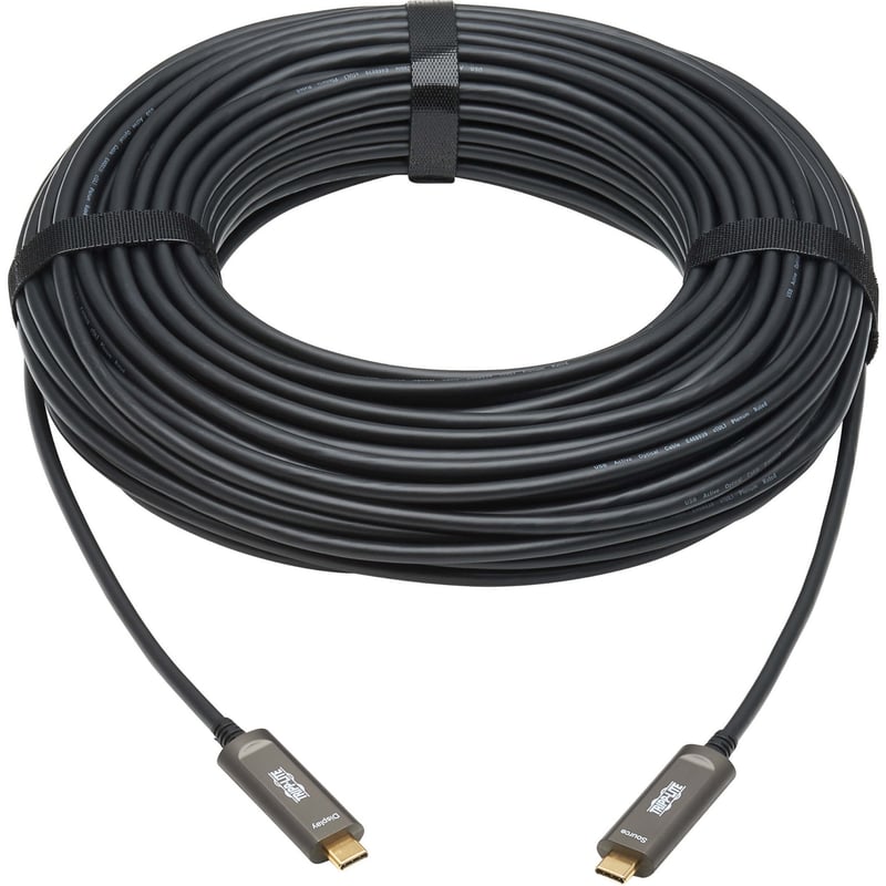 Tripp Lite by Eaton USB-C to USB-C Plenum-Rated Fiber Active Optical Cable (AOC) - 4K 60 Hz HDR 4:4:4 M/M Black 30 m (98 ft.) - Thumbnail 1