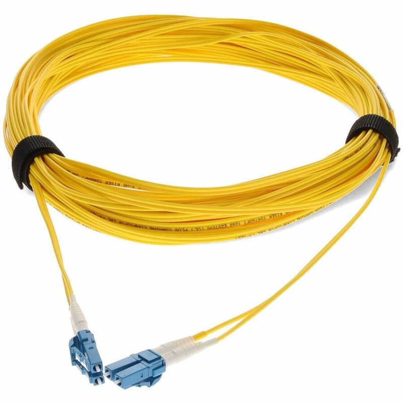 AddOn 50m LC to LC Yellow OS2 Duplex OFNR (Riser-Rated) TAA SMF Fiber Patch Cable