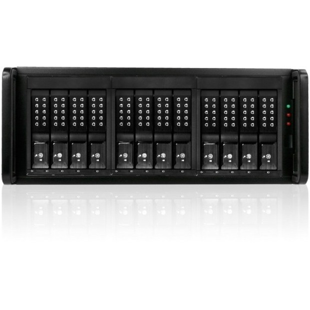RAIDage JAGE412HDBK-DE Drive Enclosure 12Gb/s SAS, SATA/600 - Mini-SAS HD Host Interface - 4U Rack-mountable - Black - Thumbnail 2