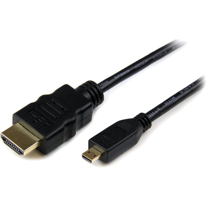 StarTech.com 3ft Micro HDMI to HDMI Cable with Ethernet, 4K High Speed Micro HDMI Type-D Device to HDMI Monitor Adapter/Converter Cord - Thumbnail 1