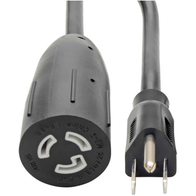 Eaton Tripp Lite Series Heavy-Duty Power Extension Cable, NEMA L5-15R to NEMA 5-15P - 15A, 120V, 14 AWG, 1 ft. (0.31 m), Black - Thumbnail 1