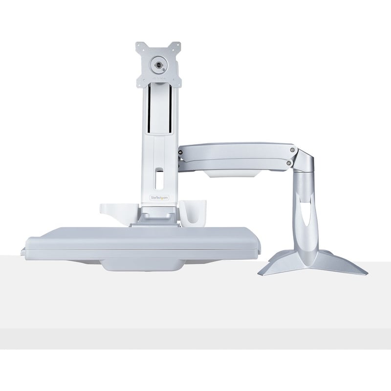 StarTech.com Sit-Stand Monitor Arm, Keyboard Tray, Desk Mount Sit-Stand Workstation up to 27 inch VESA Display, Standing Desk Converter - Thumbnail 2