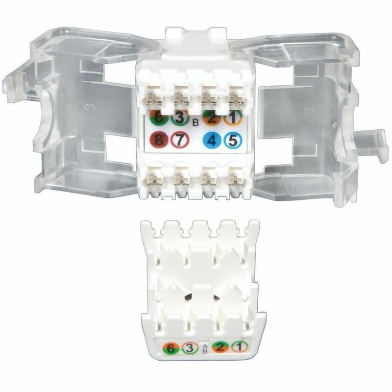 Tripp Lite by Eaton Cat6 / Cat5e Keystone Jack, 180-Degree Toolless - RJ-45, cat5e cat6 UTP - 110 IDC RJ45 WHITE TAA/GSA - Thumbnail 2