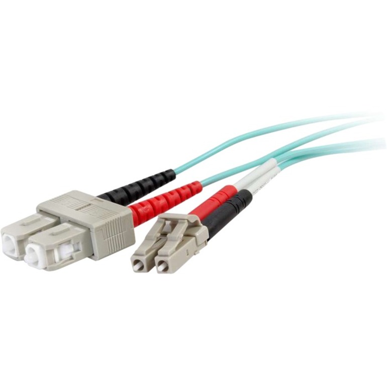 C2G 0.5m LC-SC 50/125 Duplex Multimode OM4 Fiber Cable - Aqua - 1.64ft - Thumbnail 2