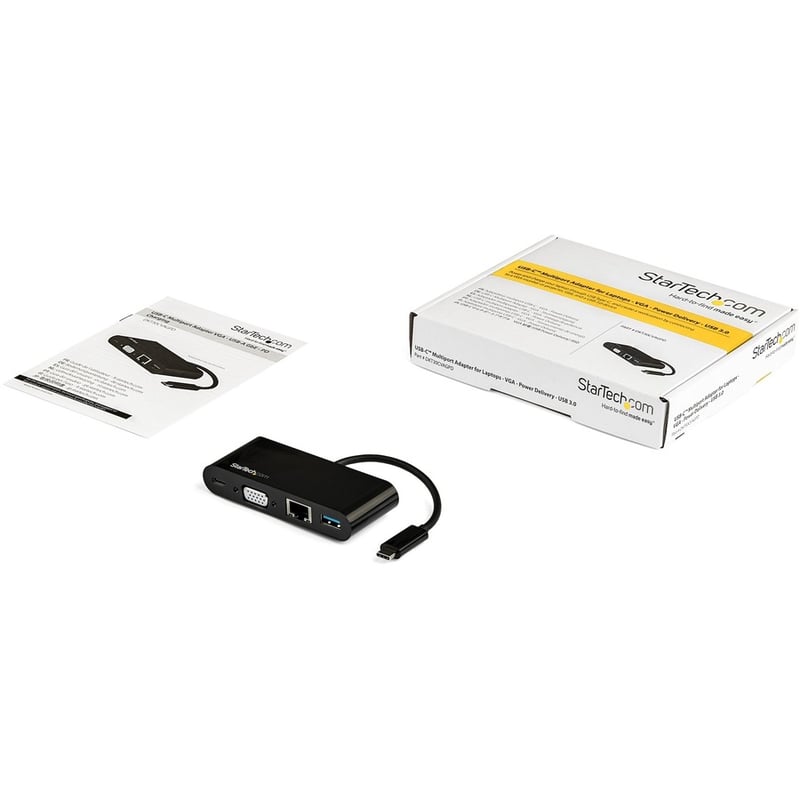 StarTech.com USB C Multiport Adapter - Mini USB-C Dock w/ VGA Video - 60W Power Delivery Passthrough - USB Type-A 5Gbps - Gigabit Ethernet - Thumbnail 5
