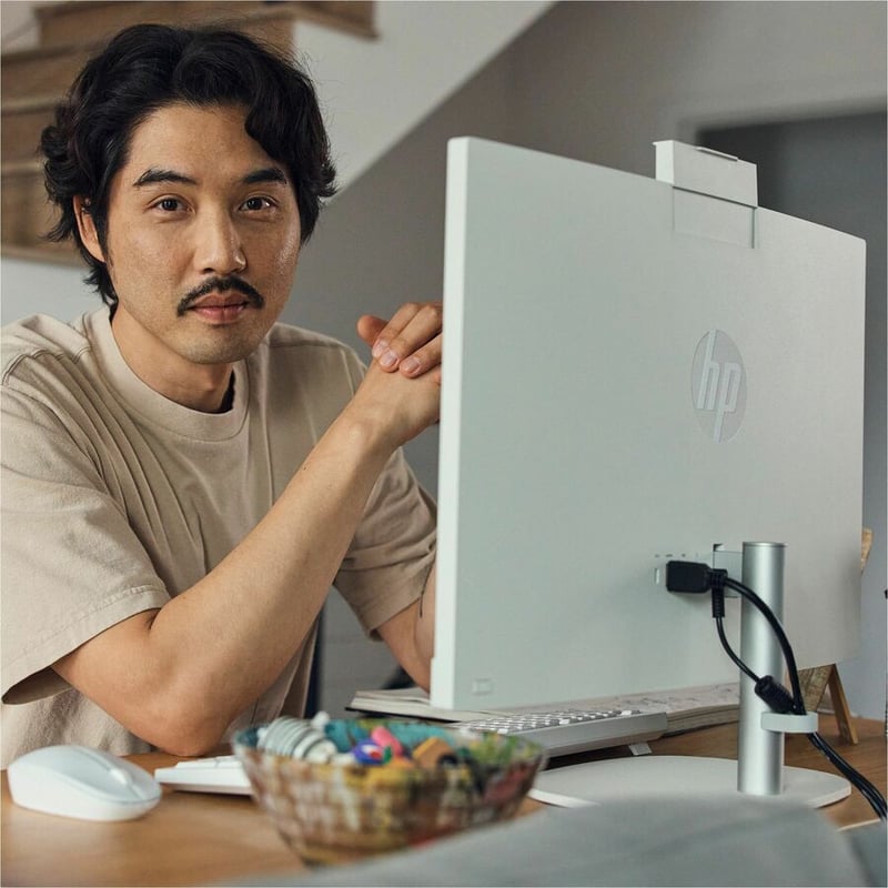 HP 24-cr0000 24-cr0220 All-in-One Computer - AMD Ryzen 3 7320U - 8 GB - 256 GB SSD - 23.8" Full HD Touchscreen - Desktop - Shell White - Thumbnail 3