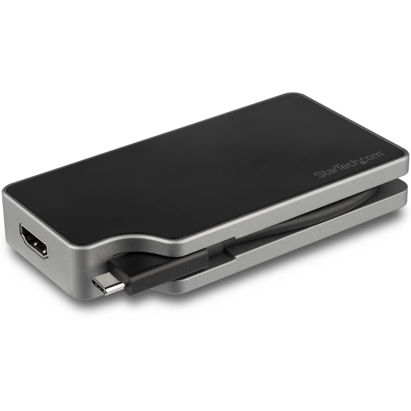 StarTech.com USB C Multiport Video Adapter 4-in-1 - 95W Power Delivery - Space Gray - Aluminum - 4K60Hz - Wrap-Around Cable - USB C Adapter (CDPVDHMDPDP) - Thumbnail 1