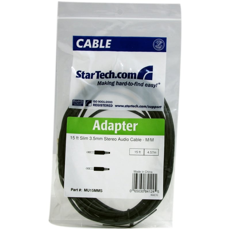 StarTech.com 15 ft Slim 3.5mm Stereo Audio Cable - M/M - Thumbnail 3