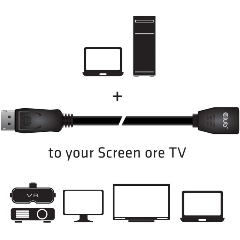 Club 3D Displayport Extension Audio/Video Cable - Thumbnail 4