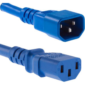 POWER CORD C13 - C14, 18AWG, 10AMP, 250V, SVT JACKET, BLUE, 2FT, IEC C13 TO IEC