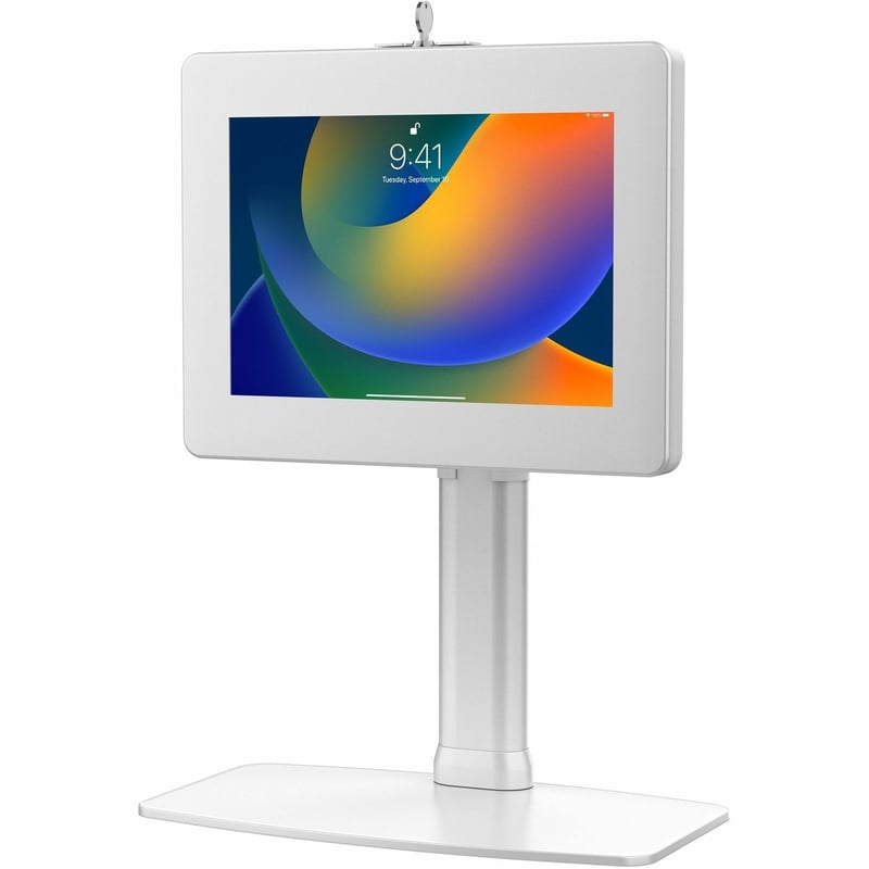 CTA Digital Adjustable VESA Compatible Desk Mount with Universal Security Enclosure (White) - Thumbnail 1