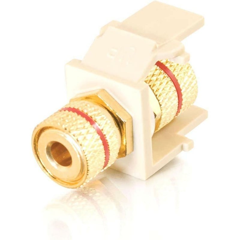C2G Snap-In Red Banana Jack F/F Keystone Insert Module - Ivory - Thumbnail 1