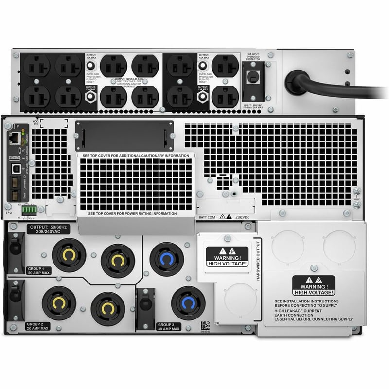 APC Smart-UPS On-Line, 8kVA/8kW, Rackmount 8U, 208V, 12x 5-20R+4x L6-20R+1x L6-30R NEMA, Network Card+SmartSlot, W/transformer 208V to 120V,W/rail kit - Thumbnail 4