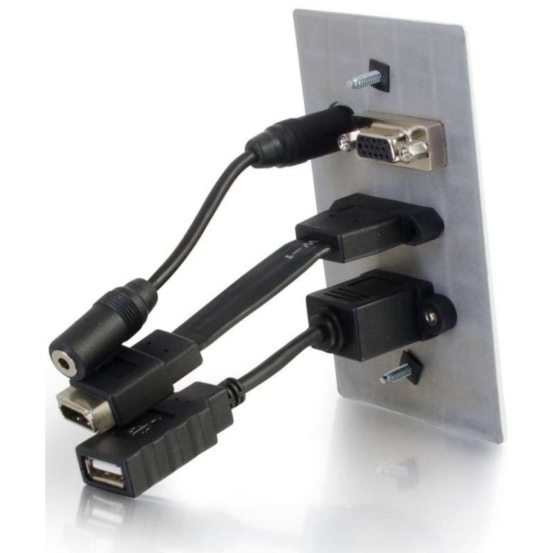 SINGLE GANG WP HDMI VGA 3.5MM USB-WHITE - Thumbnail 3