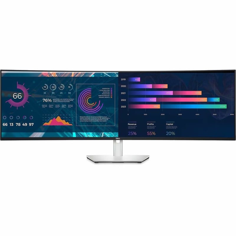 Dell UltraSharp U4924DW 49" Class Dual Quad HD (DQHD) Curved Screen LED Monitor - 32:9 - Thumbnail 4