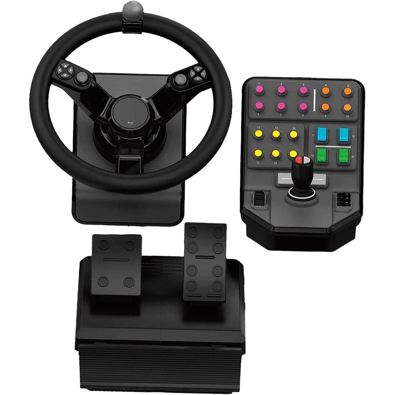 Logitech G Heavy Equipment Bundle Simulation Wheel, Pedals and Side Panel Control Deck - Thumbnail 1