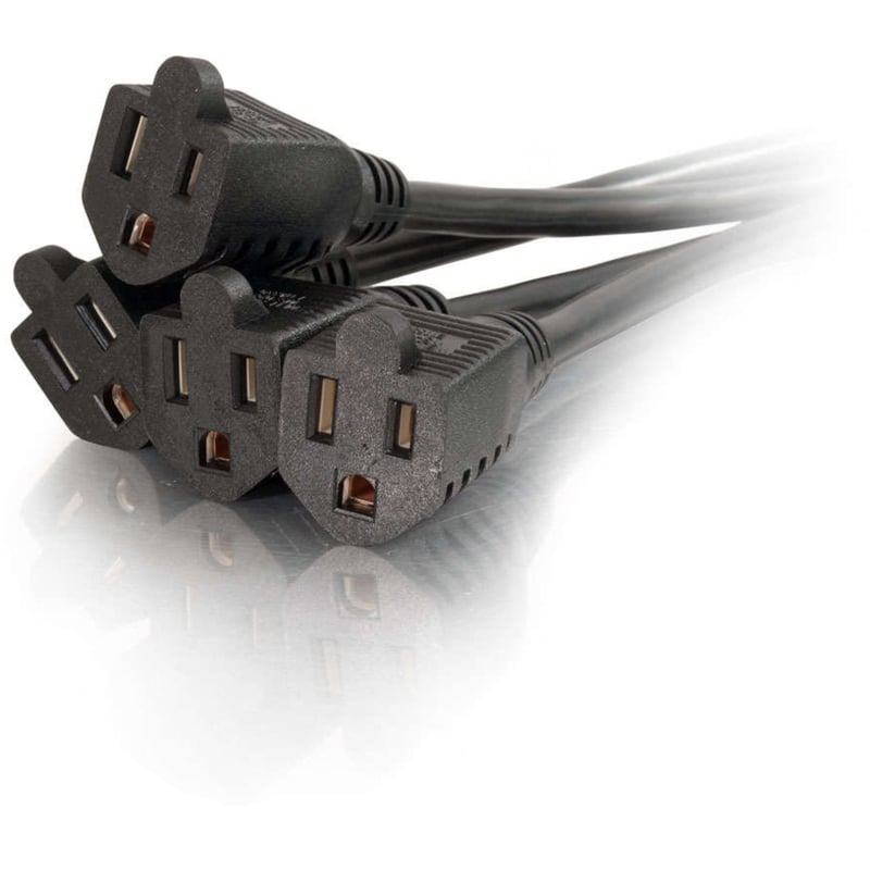 C2G 18in 1-to-4 Power Cord Splitter - 16 AWG - NEMA 5-15 to NEMA 5-15R - Thumbnail 3