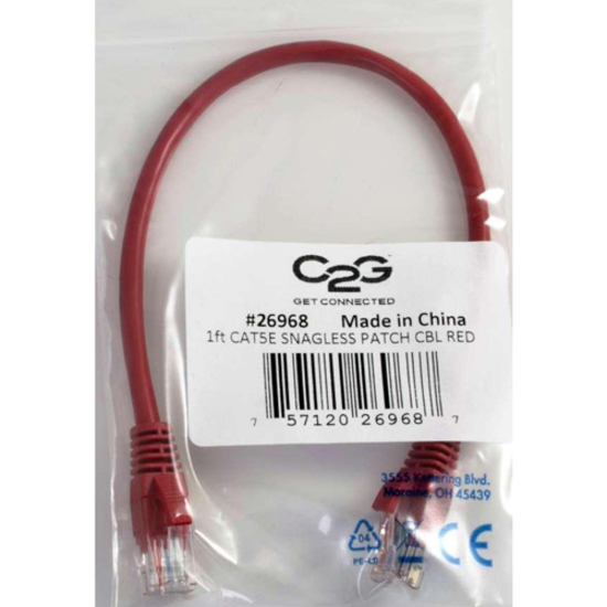 1FT CAT5E RED MOLDED SNAGLESS PATCH CABLE - Thumbnail 4