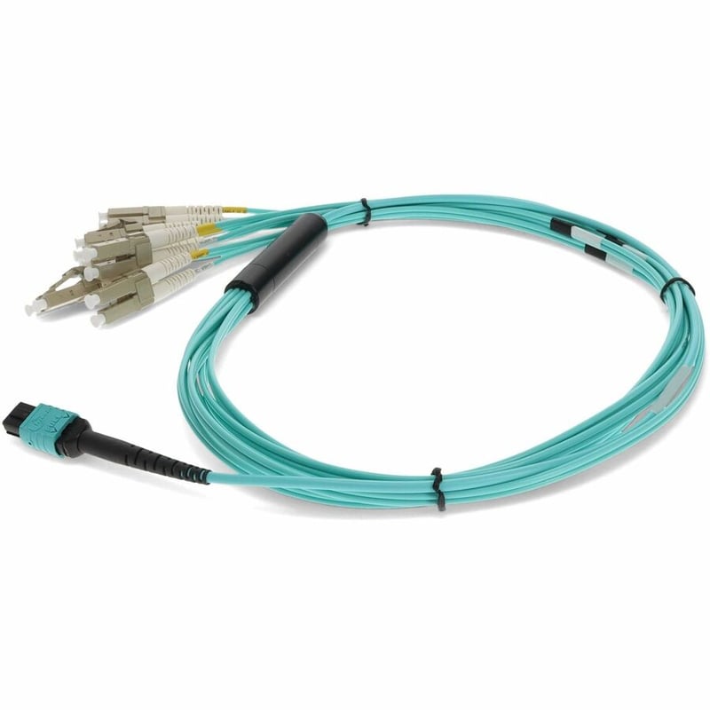 AddOn 10m MPO (Female) to 6xLC (Male) 12-Strand Aqua OM3 Duplex Fiber Fanout Cable - Thumbnail 2