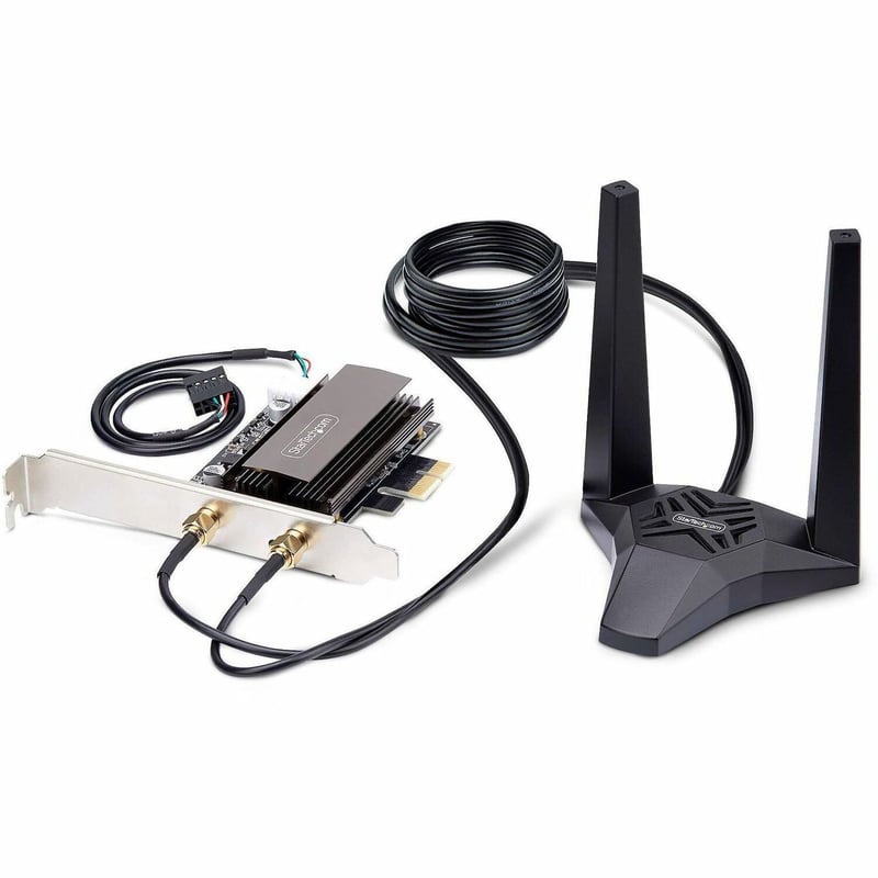 StarTech.com Wi-Fi 6E PCIe Network Card, Bluetooth 5.3, Magnetic Antenna Base, Tri-Band 802.11ax, AX5400 WiFi NIC, Windows/Linux - Thumbnail 1