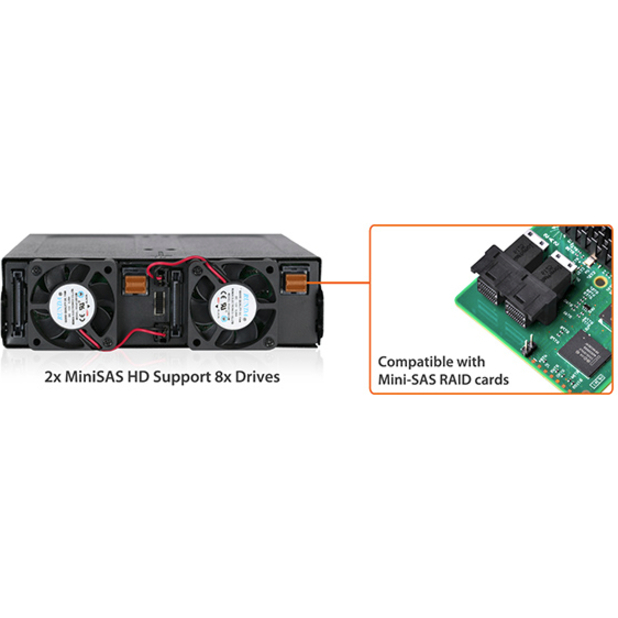Icy Dock ToughArmor MB998IP-B Drive Enclosure for 5.25" - Mini-SAS HD Host Interface Internal - Black - Thumbnail 5