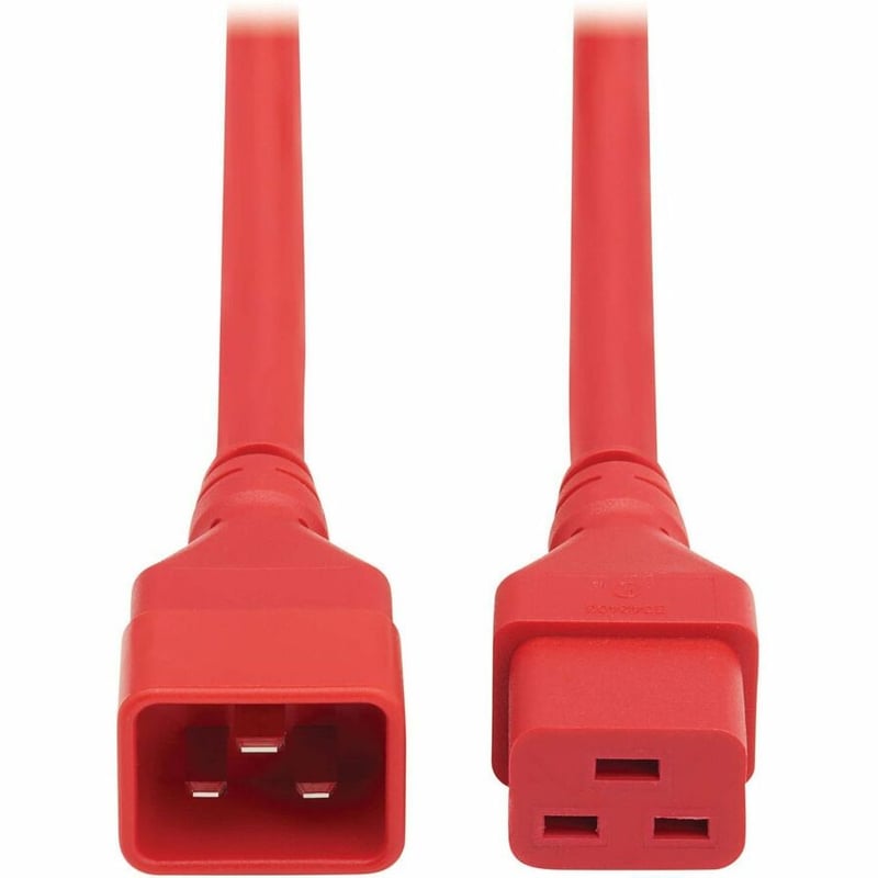 POWER EXTENSION CORD C20 C19 HEAVY-DUTY 20A 250V 12 AWG RED 6FT - Thumbnail 2