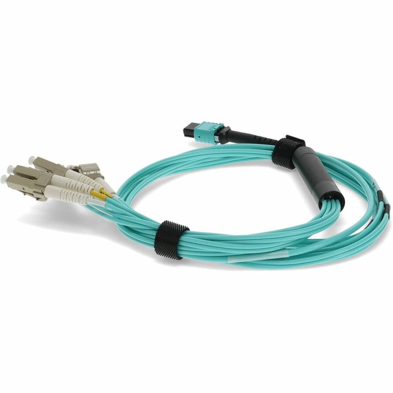 AddOn 2m MPO (Female) to 8xLC (Male) 8-Strand Aqua OM3 Fiber Fanout Cable - Thumbnail 3