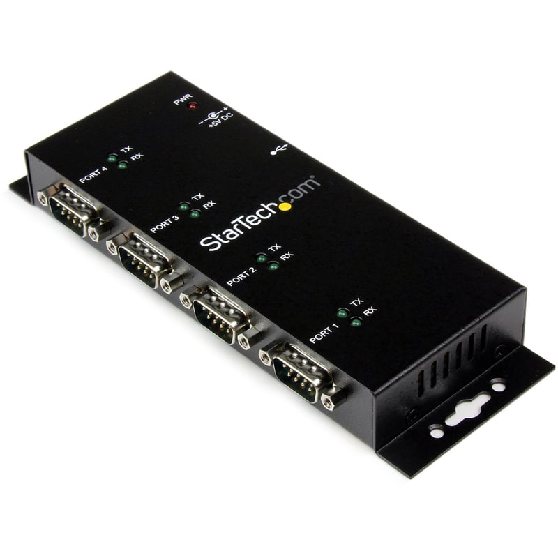 StarTech.com USB to Serial Adapter Hub " 4 Port " Industrial " Wall Mount " Din Rail " COM Port Retention " FTDI USB Serial - Thumbnail 1
