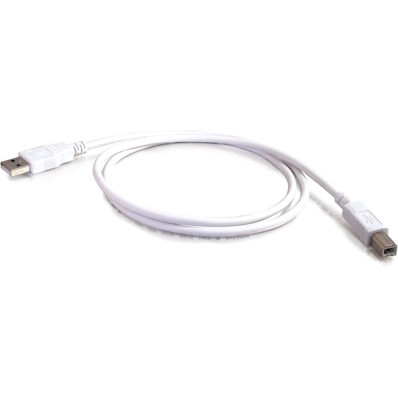 C2G 3.3ft USB to USB B Cable - USB A to USB B - USB 2.0 - White - M/M - Thumbnail 2
