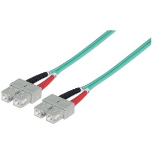 Intellinet Network Solutions Fiber Optic Patch Cable, SC/SC, OM3, 50/125, Multimode, Duplex, Aqua, 7 ft (2 m) - Thumbnail 1
