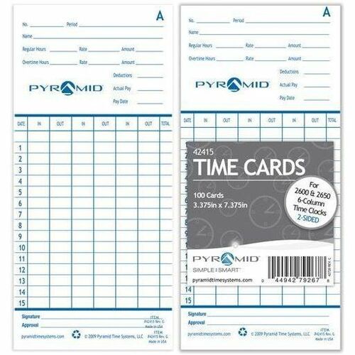 PYRAMID TIME TIME CARD FOR 2600 - Thumbnail 1