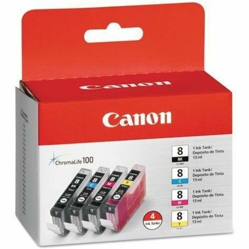 Canon CLI-8 Standard Yield Inkjet Ink Cartridge - Black, Cyan, Magenta, Yellow - 4 / Pack - Thumbnail 1