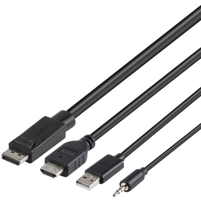 Belkin TAA Dual (1) HDMI-HDMI (1) DP-DP/USB/AU CBL - Thumbnail 2