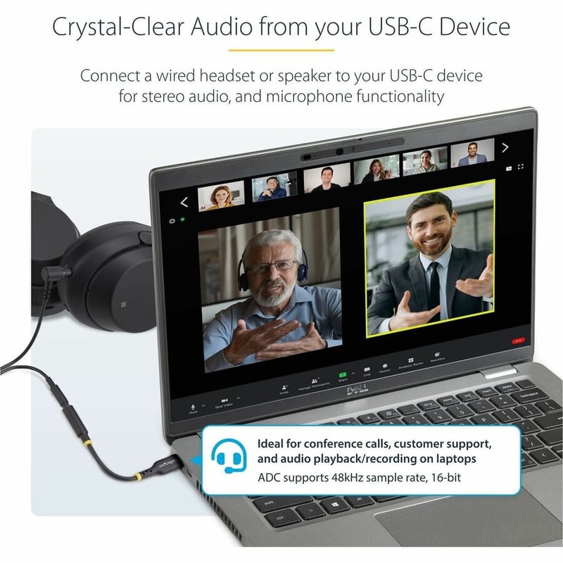 USB-C AUDIO ADAPTER TO 3.5MM TRRS HEADPHONE JACK - TYPE-C DONGLE - Thumbnail 3