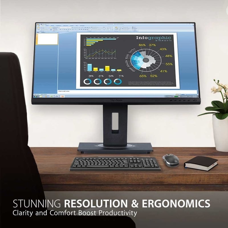 ViewSonic VG2755 27 Inch IPS 1080p Monitor with USB C 3.1, HDMI, DisplayPort, VGA and 40 Degree Tilt Ergonomics for Home and Office - Thumbnail 2