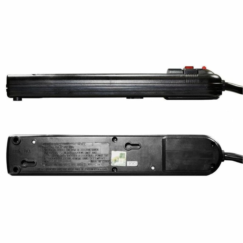 6-OUTLET BLACK PLASTIC SURGE PROTECTOR W/ FULL 3 LINES SURGE; 750 JOULES; EMI/RF - Thumbnail 5