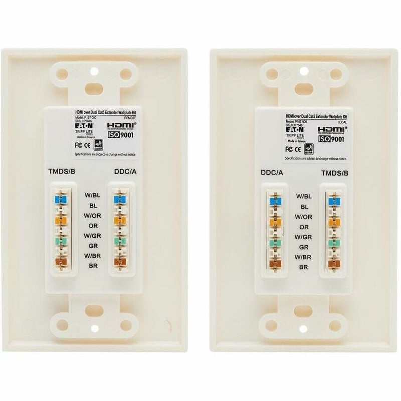 Tripp Lite by Eaton HDMI over Dual Cat5/Cat6 Extender Wall Plate Kit with Transmitter and Receiver TAA - Thumbnail 2