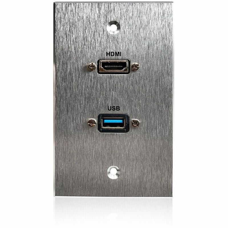 Comprehensive HDMI and USB-A 3.0 Pass-Through Single Gang Aluminum Wall Plate With Pigtail - Thumbnail 3