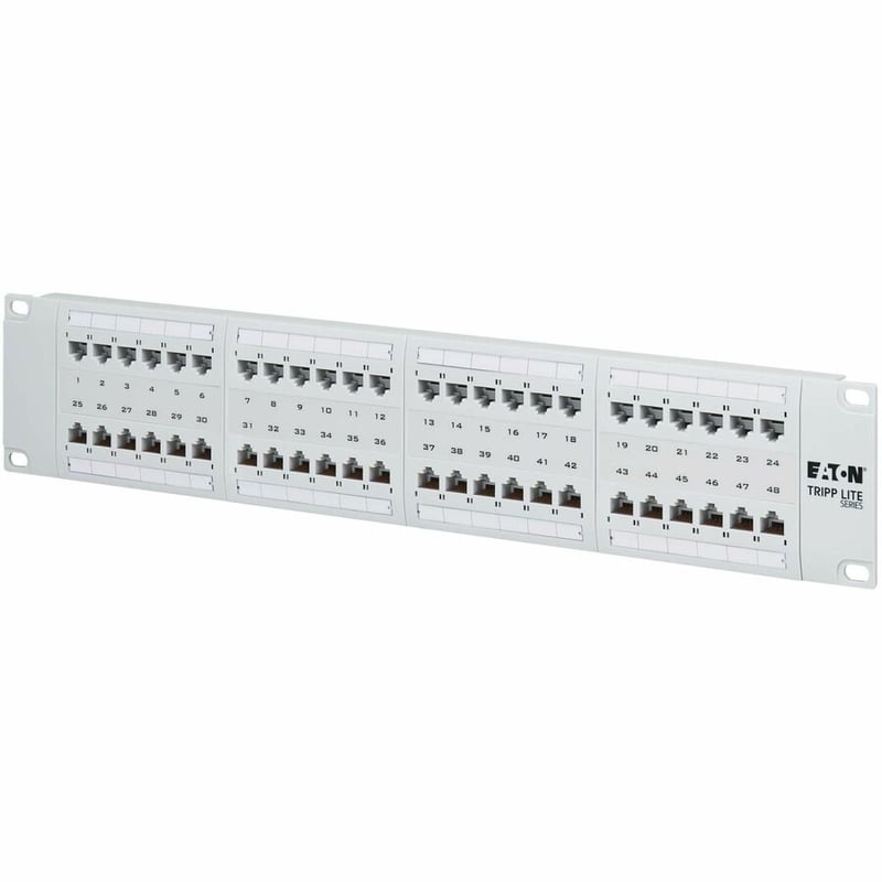 Eaton Tripp Lite Series 48-Port Cat6 Patch Panel - 4PPoE Compliant, 110/Krone, 568A/B, RJ45 Ethernet, 2U Rack-Mount, White, TAA - Thumbnail 2