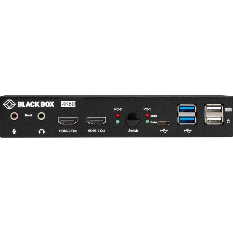 Black Box 2-Port 4K HDMI Dual-Head KVM Switch (with Audio Line In/Out and USB Hub) - Thumbnail 3